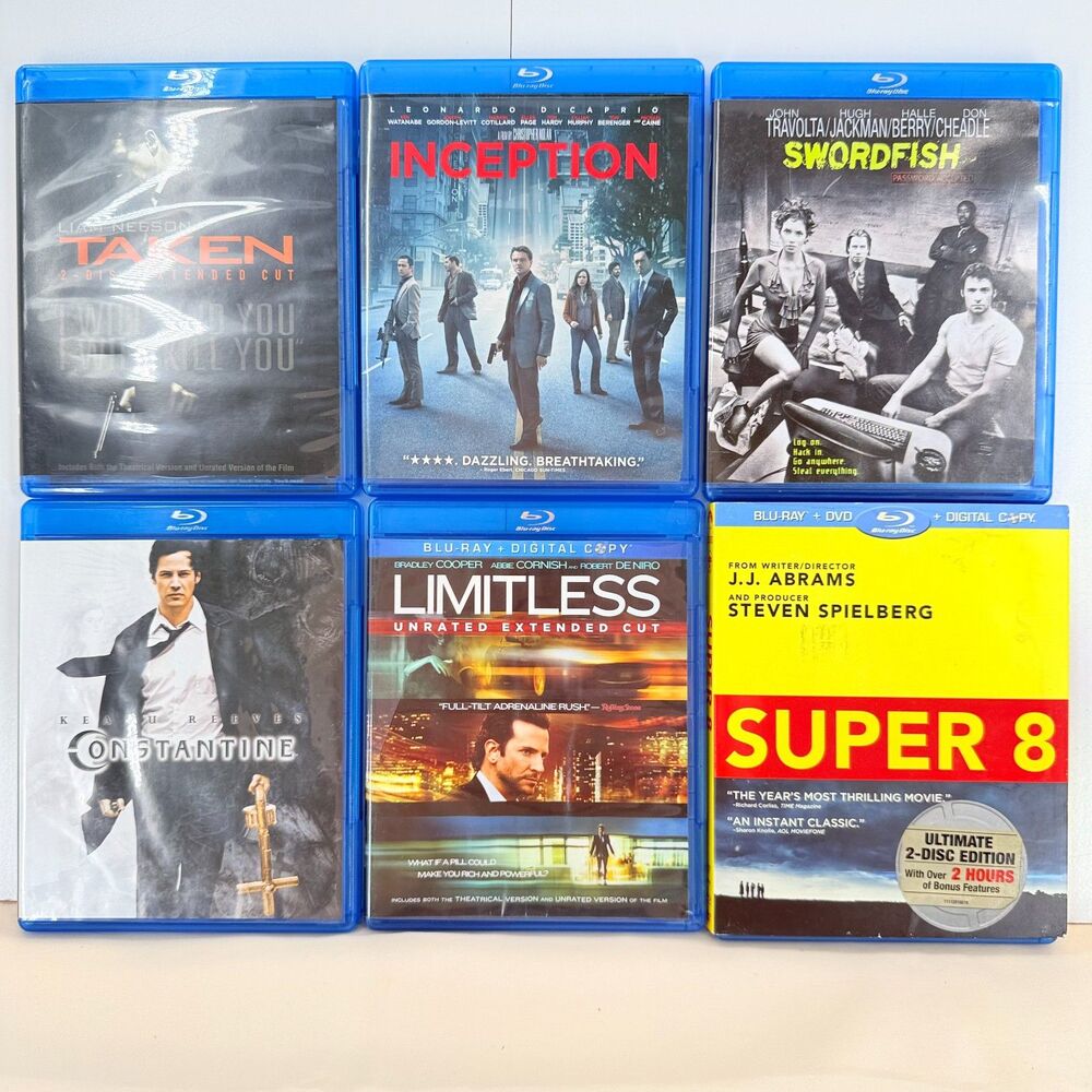 6 Blu-ray Action Sci-Fi Lot Inception Taken Constantine Super 8
